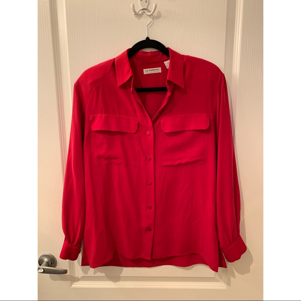 Red Silk Button Down | Liz Claiborne